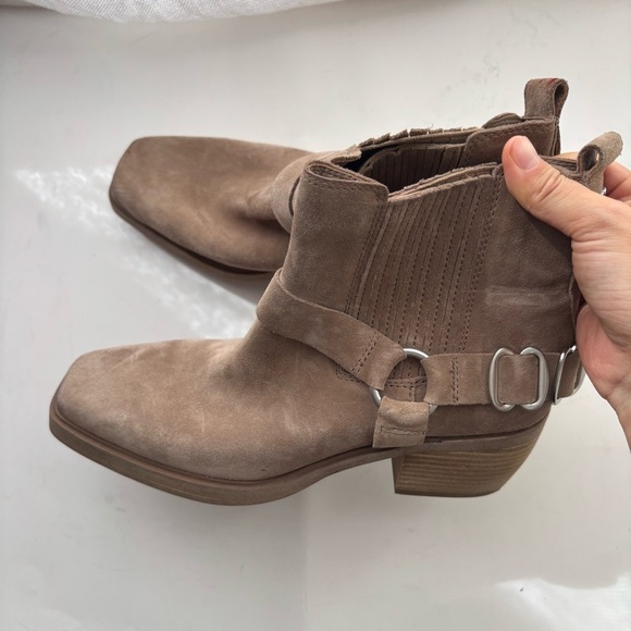 Sam Edelman Bellamie Western Harness Cowgirl Ankle Boots Deep Taupe 7.5M - Picture 4 of 7